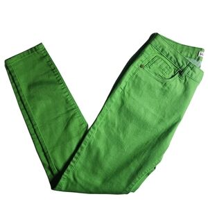 Salvaje Denim Bright Green Skinny Jeans Women's Small Stretch Mid Rise Statement